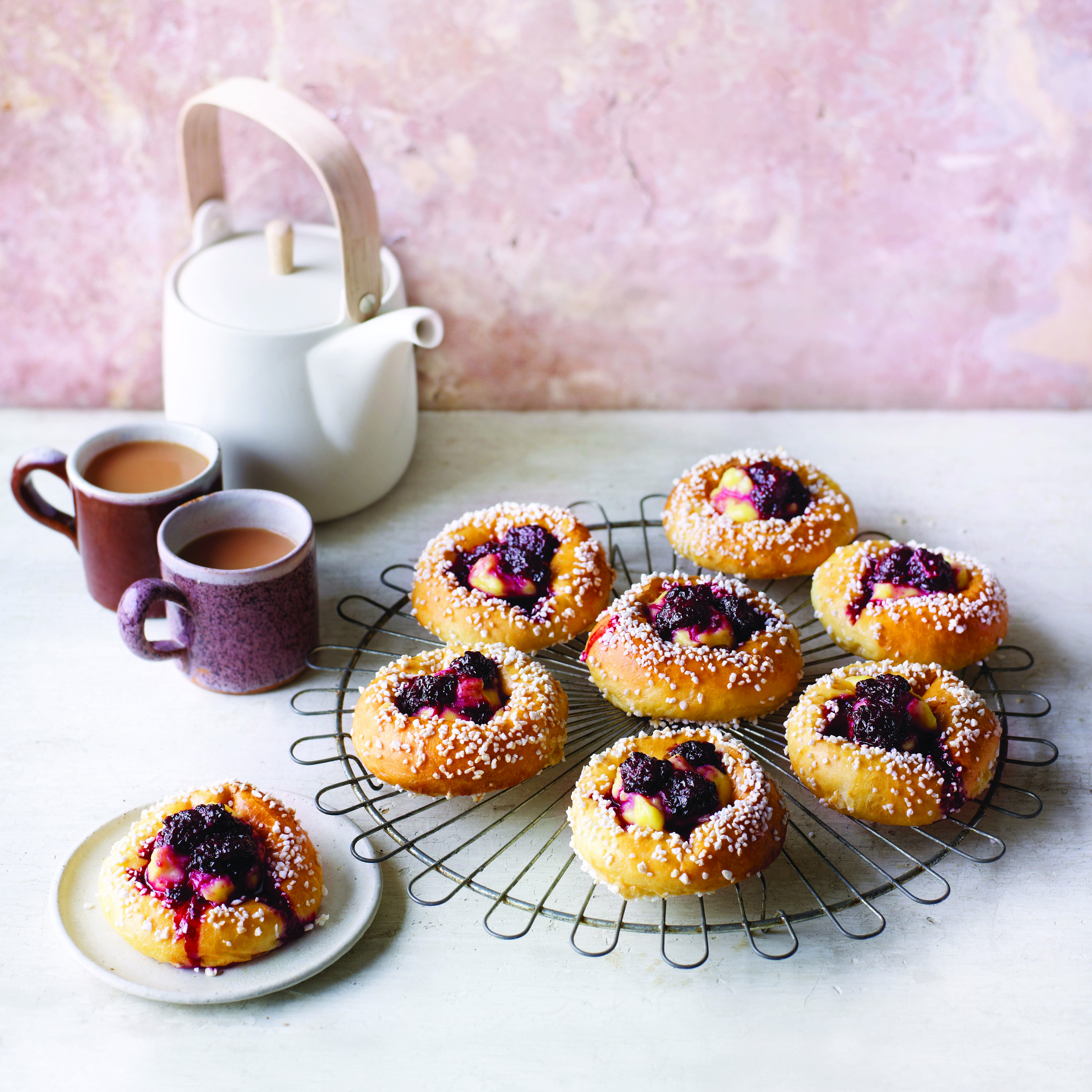 Blackberry And Custard Brioche Buns