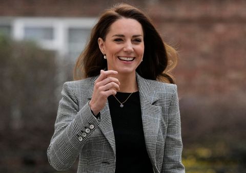 kate middleton arrives at pact blazer trousers