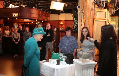 queen visits coronation street set