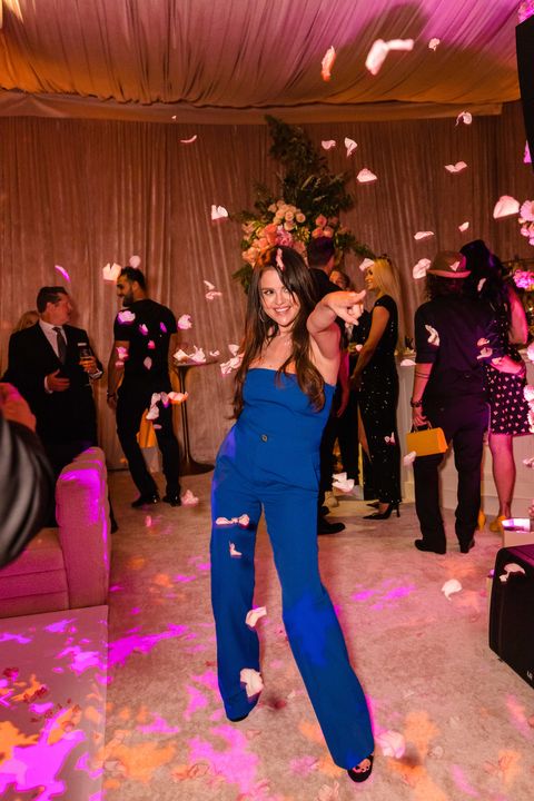 selena gomez in a blue jumpsuit