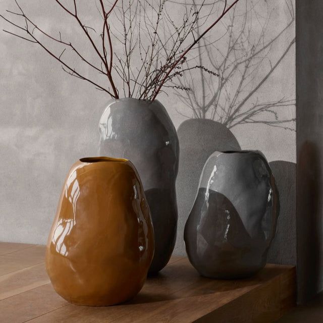 broste copenhagen organic vase in drizzle grey