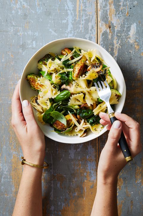Brussels Sprouts and Basil Bowties - Vegan Pasta Recipes