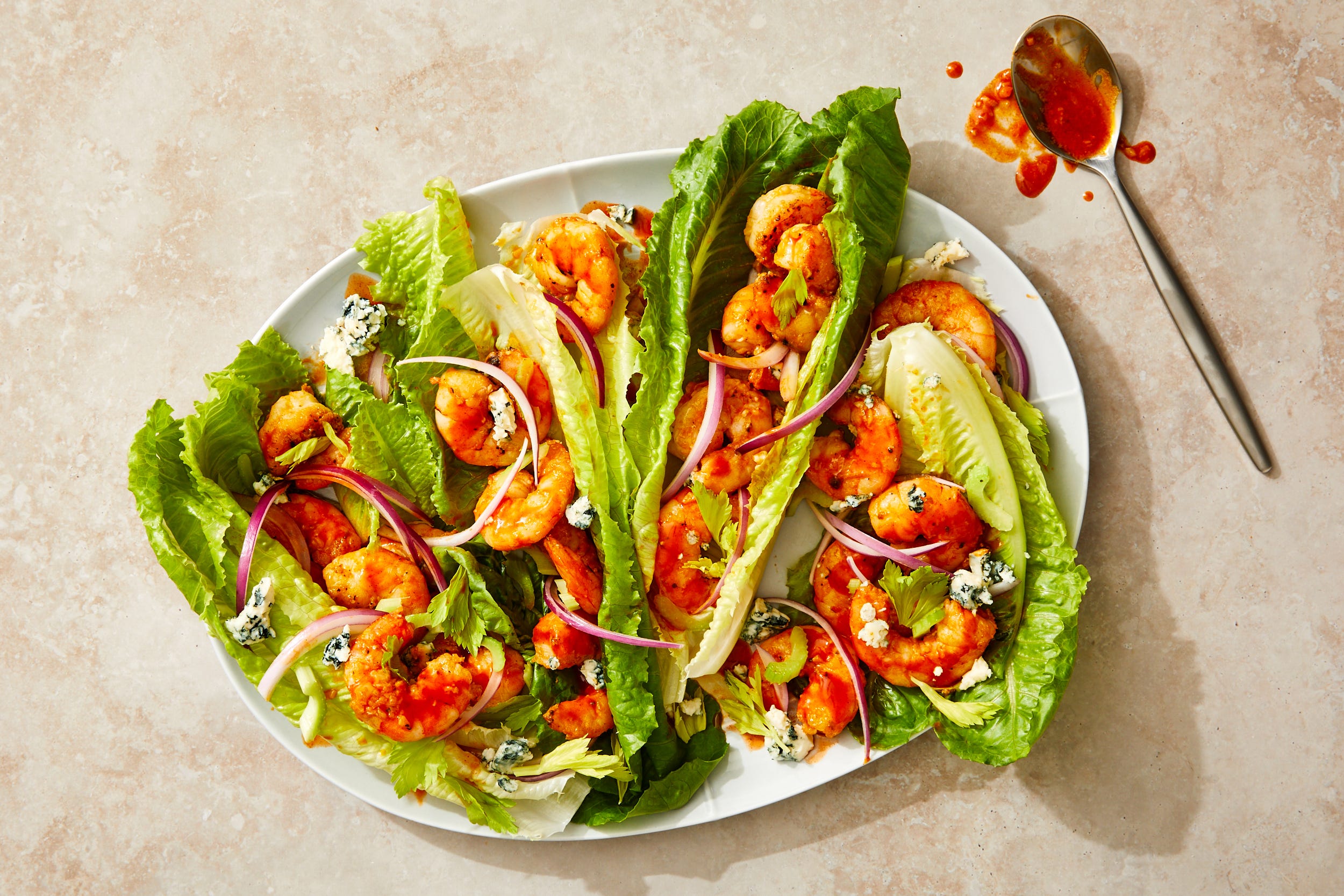 Forget Wings! It's All About Buffalo Shrimp Lettuce Wraps