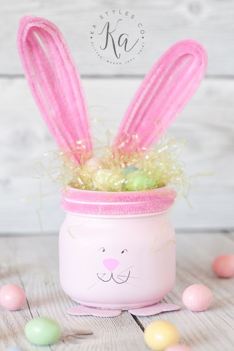 bunny crafts pink mason jar