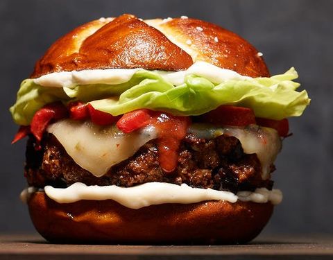 Food, Dish, Junk food, Cuisine, Hamburger, Buffalo burger, Ingredient, Fast food, Cheeseburger, Burger king premium burgers, 