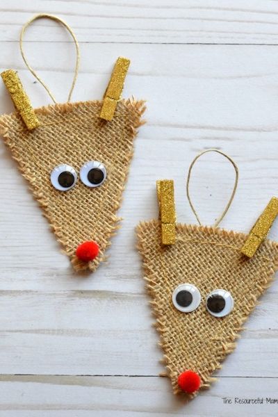DIY Christmas Ornaments Burlap Reindeer