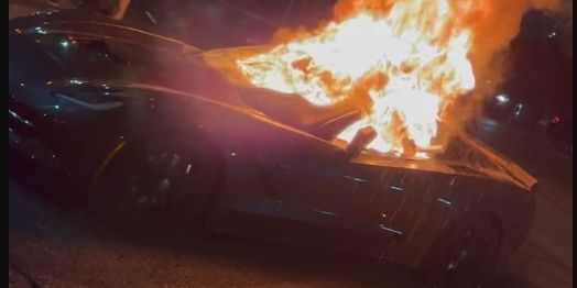 Corvette Bathed in Gas Set on Fire During L.A. Street Takeover