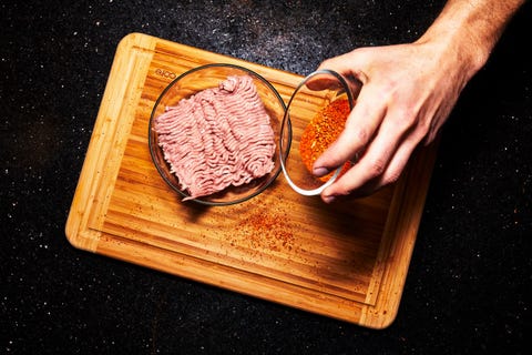 ground lean meat in a bowl