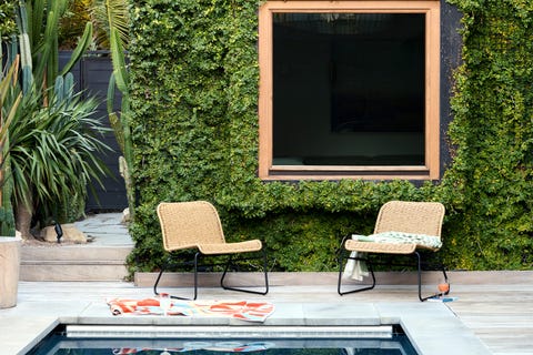 burrow lounge chairs on a pool patio