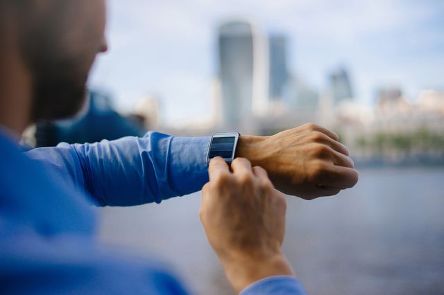 businessman using smartwatch
