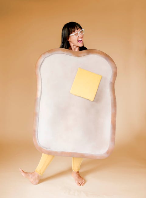 buttered toast costume made from foam