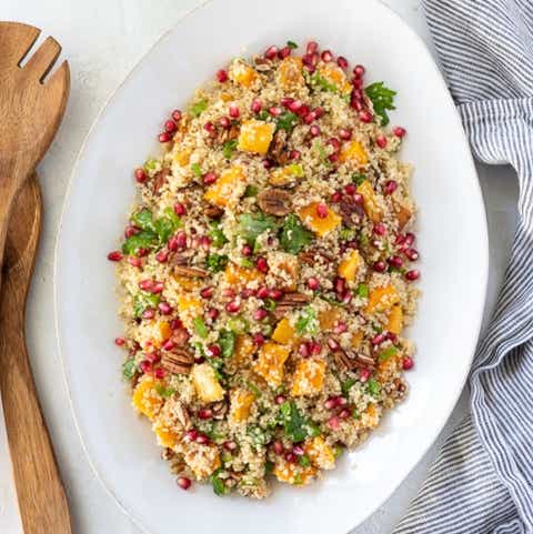 vegan thanksgiving butternut squash quinoa salad