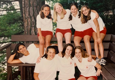 the author's cabinmates and counselor during her last year at oneka, 2002