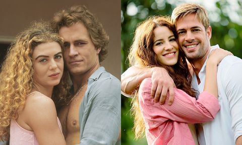 posado de los protagonistas de la versión original de 1994 y de los de la de 2021 de la telenovela 'café con aroma de mujer'