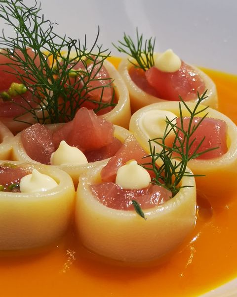 calamarata with tuna tartare
