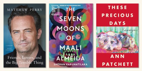 friends, lovers, and the big terrible thing, matthew perry, the seven moons of maali almeida, shehan karunatilaka, these precious days, ann patchett