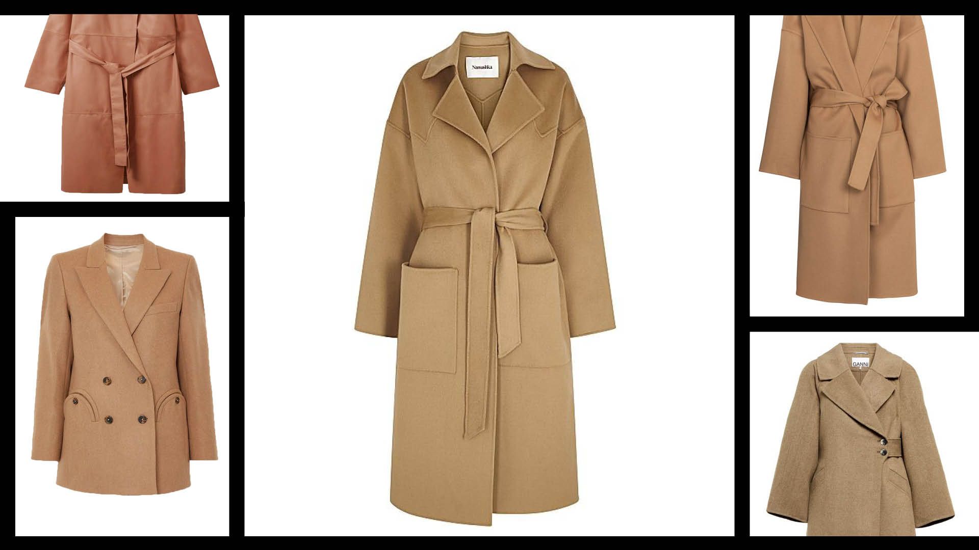 ladies belted camel coat