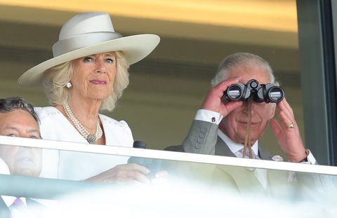 Prince Charles and his wife Camilla in the stands of the Berkshire Racecourse