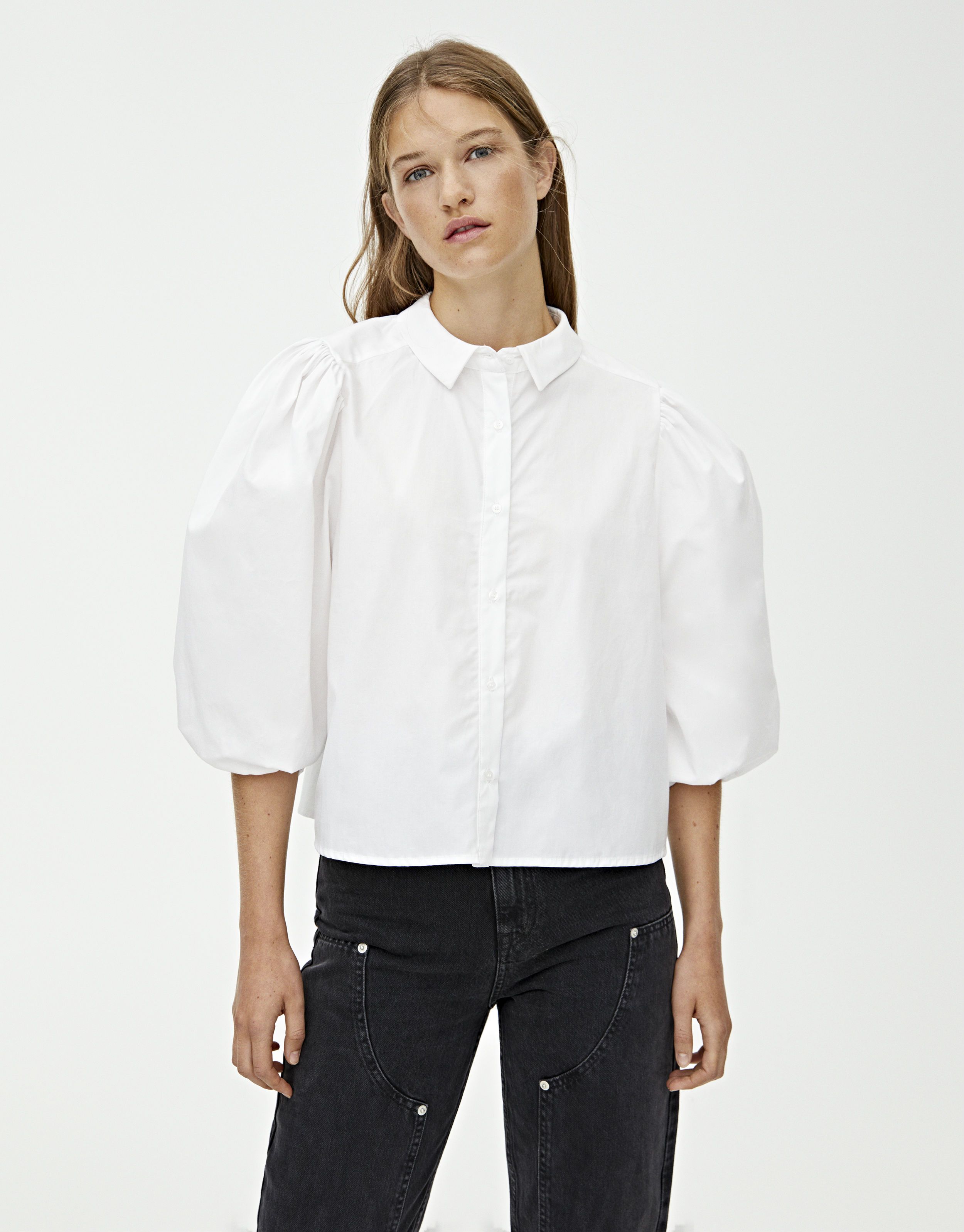 camisa blanca pull and bear