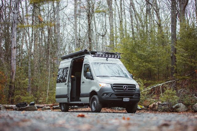 campervan in the woods