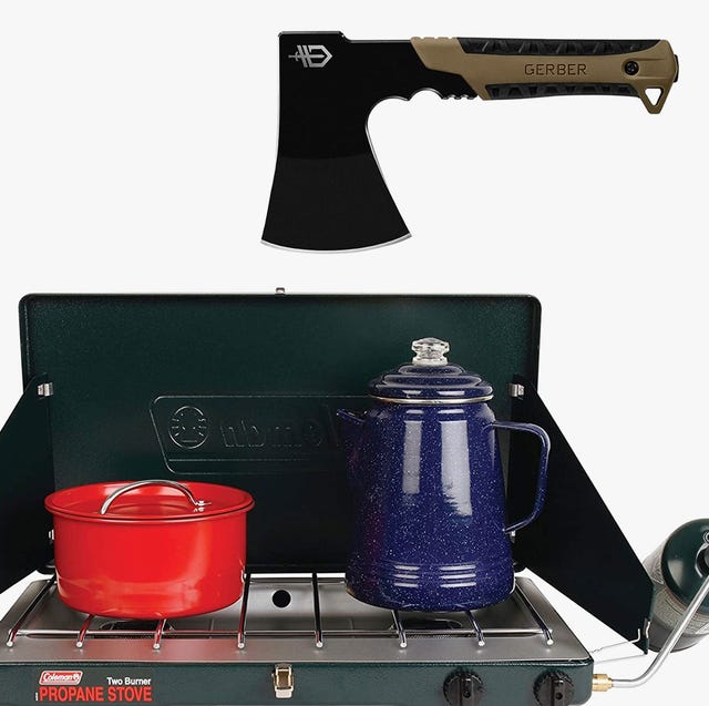 best camping gear prime day 2020 deals a camping stove and an ax