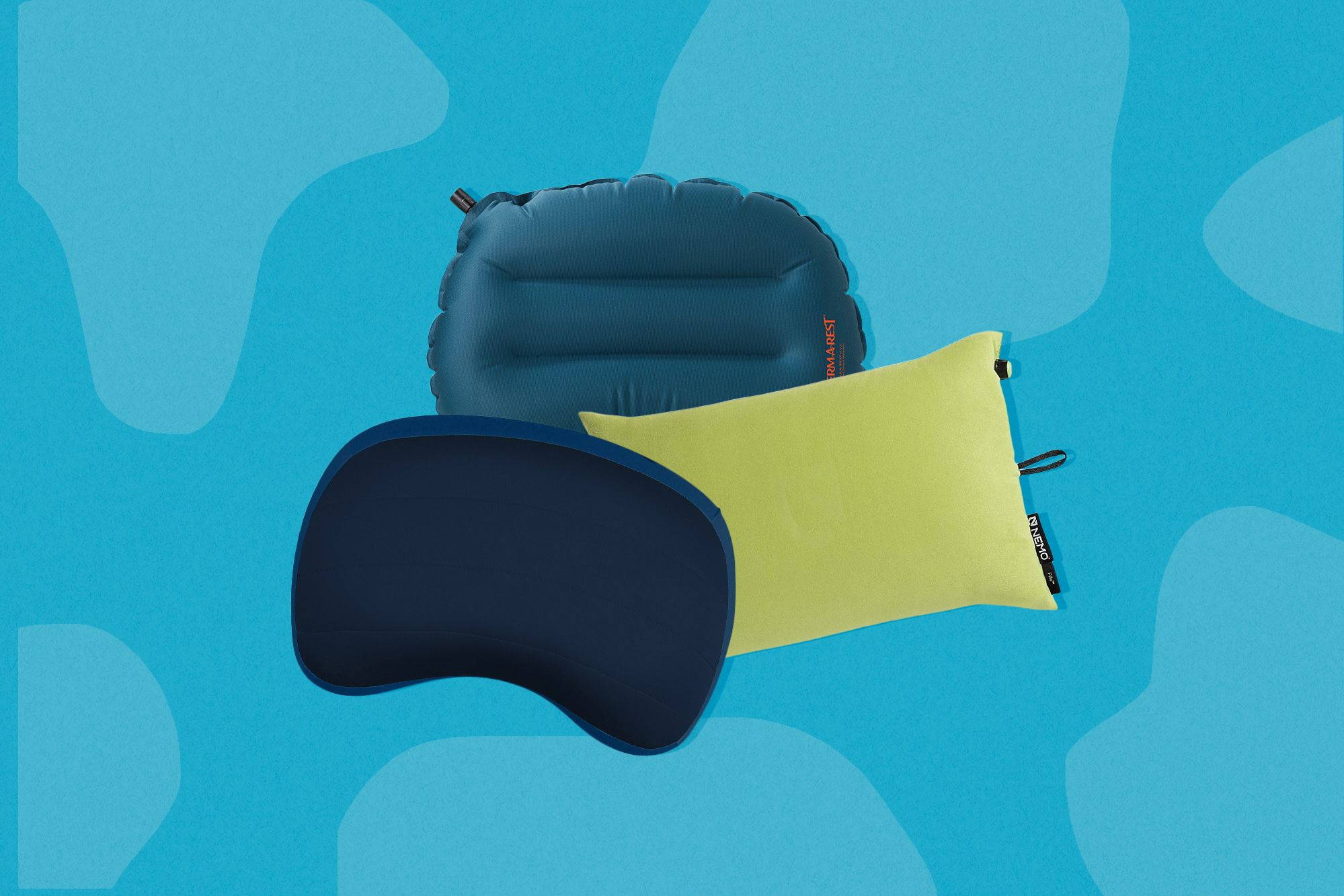 Compact Outdoor Pillow Beach Blue Compressible Ultralight Inflating Pillow Lightweight Travel Pillow NALCY Camping Pillows Ideal for Car Office Inflatable 