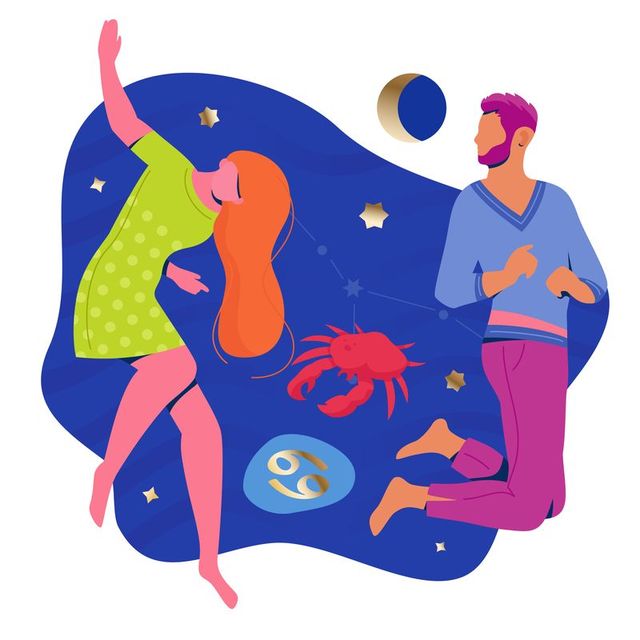cancer couple zodiac illustration