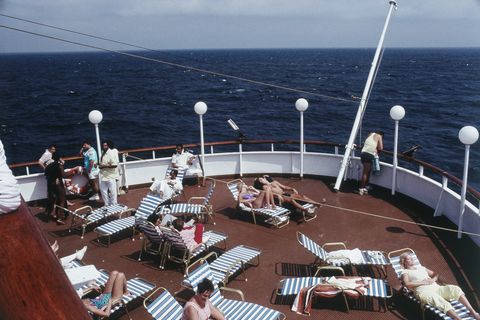 overview of pool deck of cruise ship