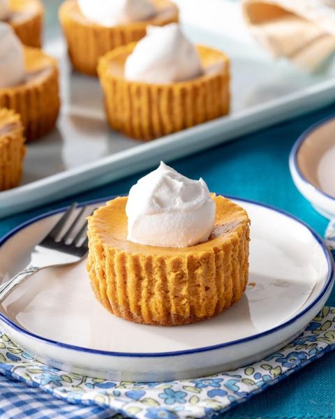 mini pumpkin cheesecakes with whipped cream