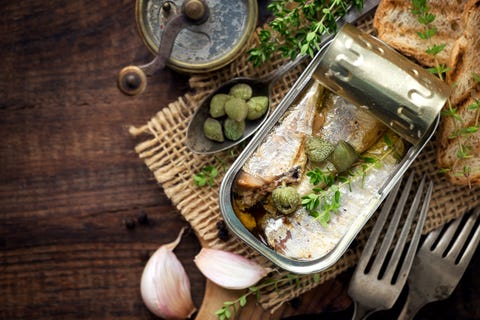 Canned sardines with capers