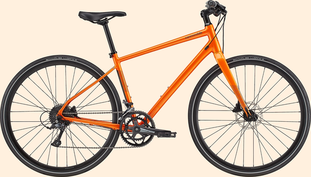 cannondale quick 2 hybride fiets in het oranje
