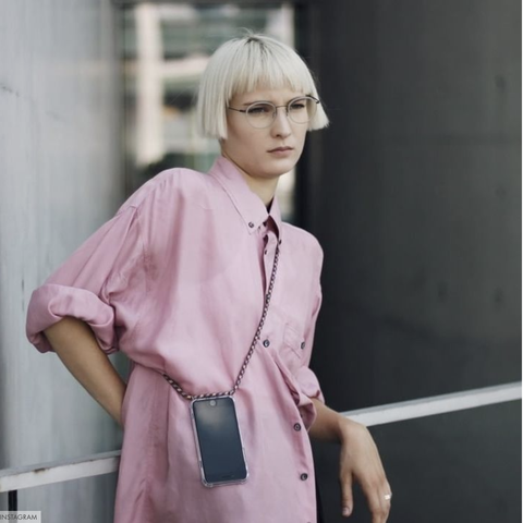 Pink, Clothing, Shoulder, Fashion, Street fashion, Hairstyle, Blond, Fashion model, Outerwear, Neck, 