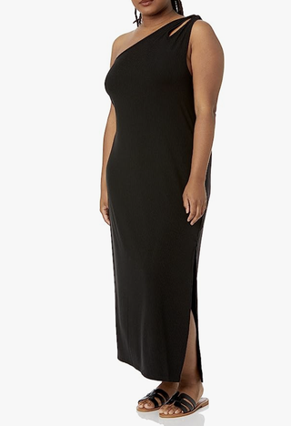 asymmetric dress in black from amazon