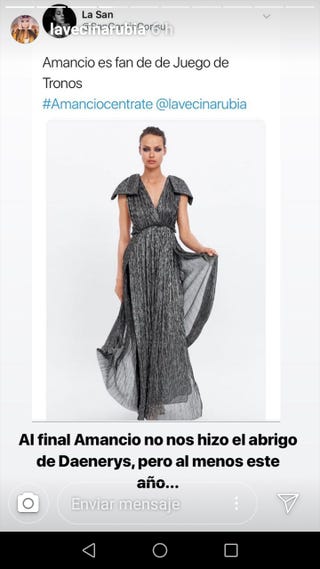 La Vecina rubia cree que este vestido de Zara le fliparía a Daenerys La Vecina rubia cree que este vestido de Zara le fliparía a Daenerys