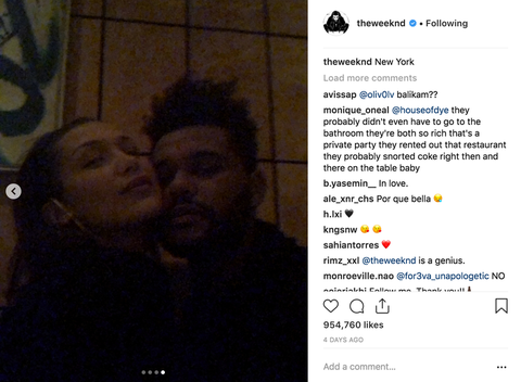 The Weeknd memamerkan kebersamaannya dengan Bella Hadid di Instagram (dok. Instagram)