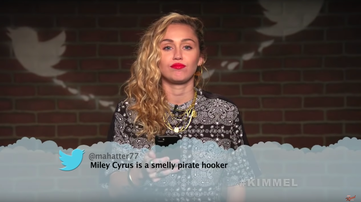 Miley Cyrus Has Savage Reaction to Mean Tweet - Jimmy Kimmel Releases ...