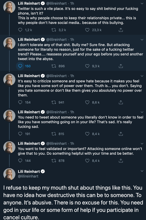 Lili Reinhart Speaks Out Against Colesprouseisoverparty Twitter Trend Lili Reinhart Speaks Out Against Colesprouseisoverparty Twitter Trend