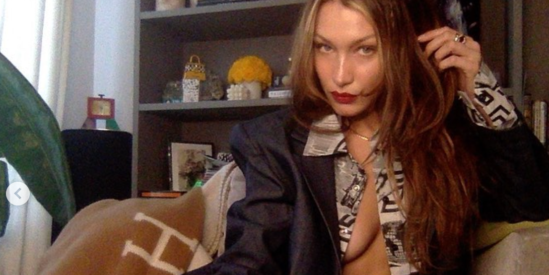 Bella Hadid Wore an Open Blazer and Basically Nothing Else for a Zoom Meeting Bella Hadid Wore an Open Blazer and Basically Nothing Else for a Zoom Meeting