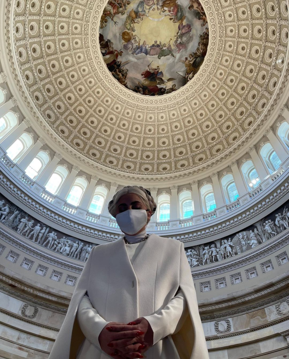 Lady Gaga Brings the Drama to D.C. with a Sweeping Cape Dress at Capitol Hill