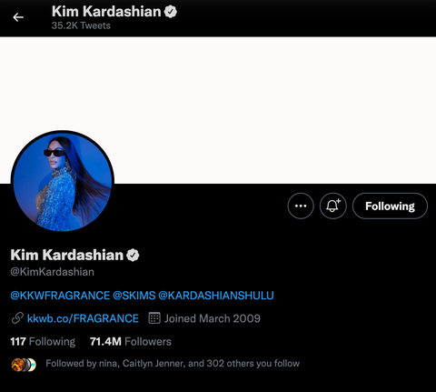 kim kardashian's maiden name restored on her twitter and instagram