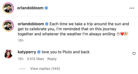 katy perry and orlando bloom in his birthday tribute