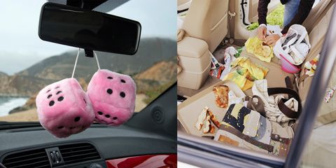 Motor vehicle, Automotive mirror, Pink, Vehicle door, Car seat, Grille, Rear-view mirror, Hood, Head restraint, Shipping box, 