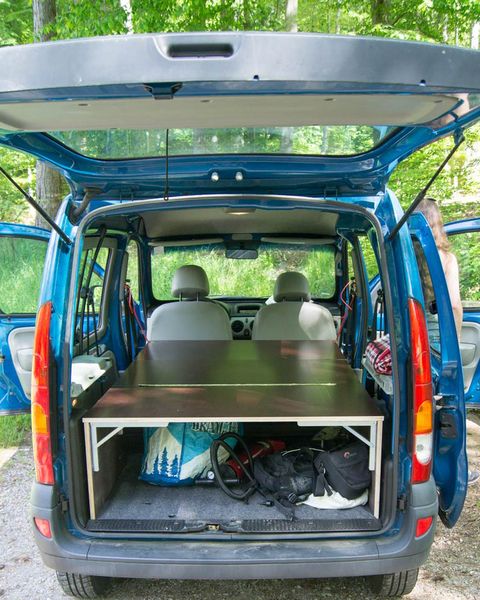 car camping diy camper van folded out