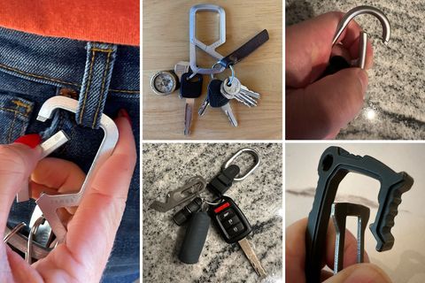 collage of carabiner keychains