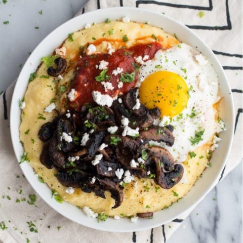 image Polenta with Mushrooms, Goat Cheese, And Egg recipe