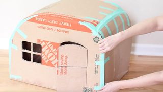 DIY Cardboard Kitty Camper - How to Make a Cat House Out 