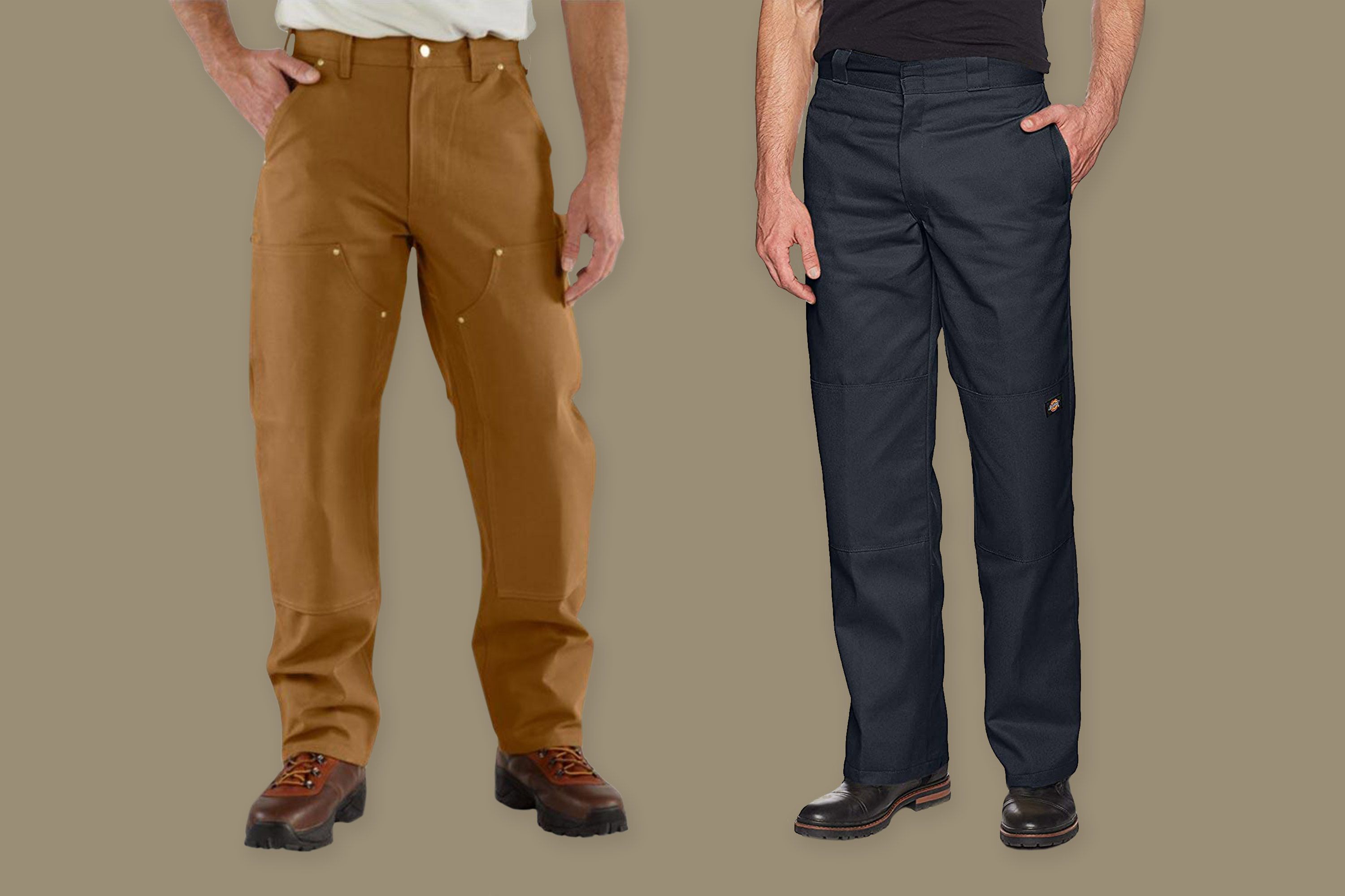 men's double knee work pants