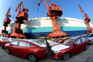 Vehicles At Port Of Lianyunggang