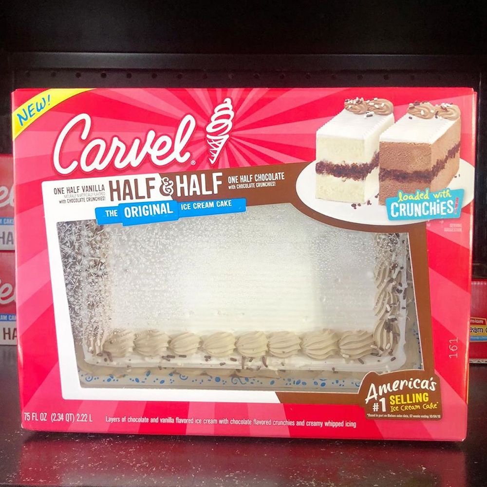Carvel S New Half Half Ice Cream Cake Will Give You An All Vanilla Or Chocolate Slice