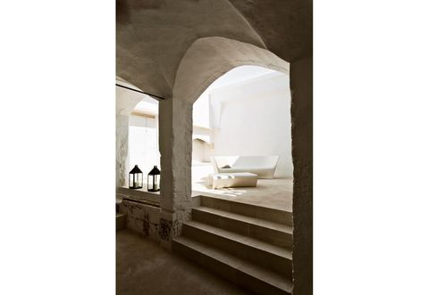 Interior design, Arch, Beige, Stairs, Shade, 